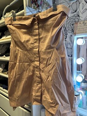 VENUS Strapless Peach-Tan Short Dress